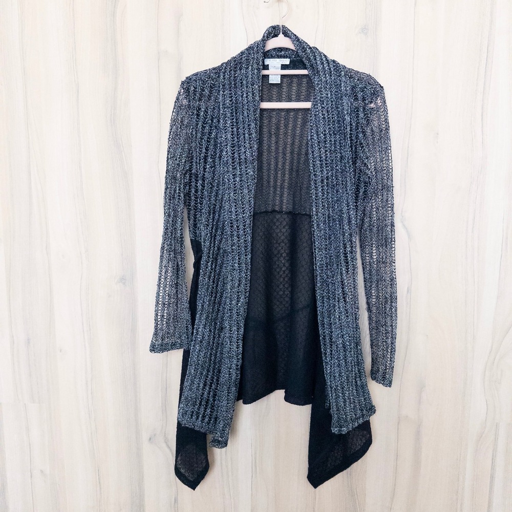 Alberto Makali Womens Cardigan Size‎ M Black Sheer Open Whimsigoth Fairy Grunge